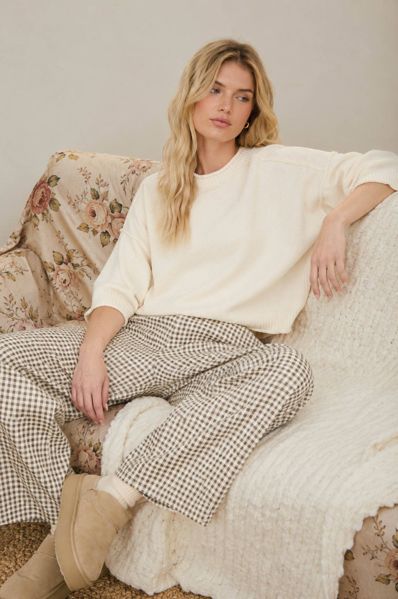 SUSANNA GINGHAM BARREL PANTS
