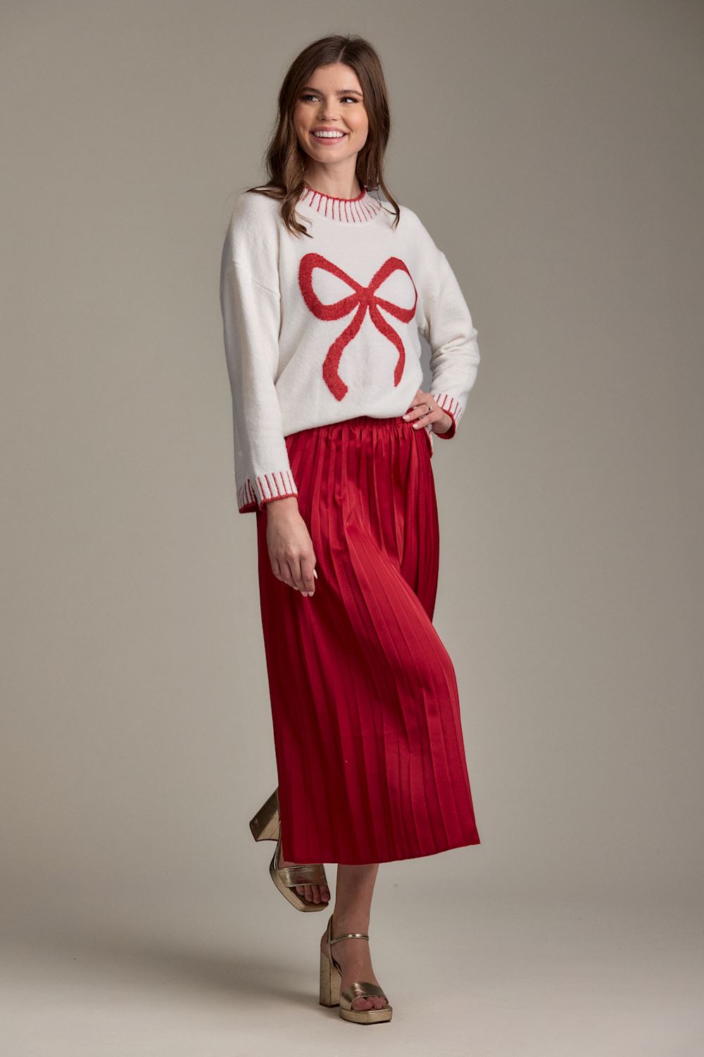 Townes Pleated Skirt Red