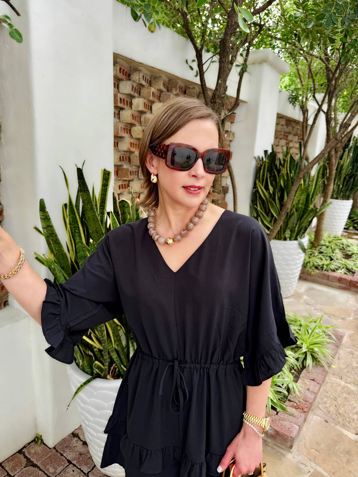 Marjorie Beaded Necklace: Dark Green