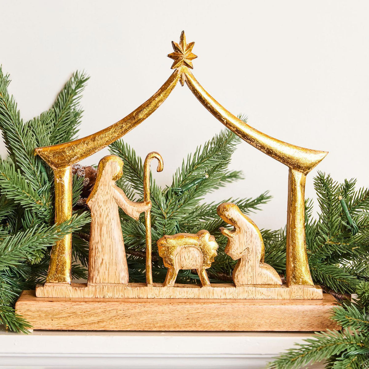 Nativity Wood Manger Scene