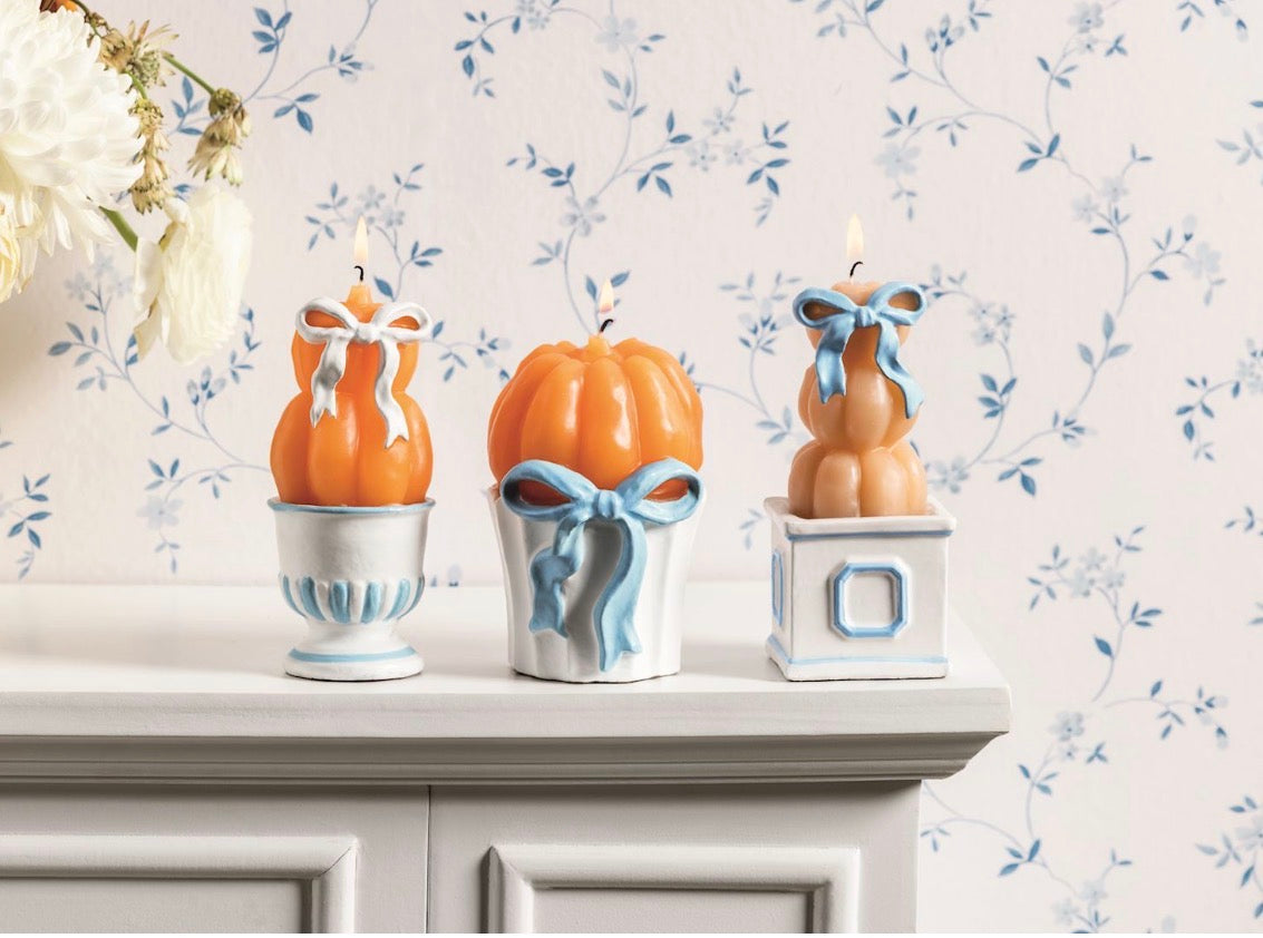 Triple Pumpkin Topiary Figural Candle