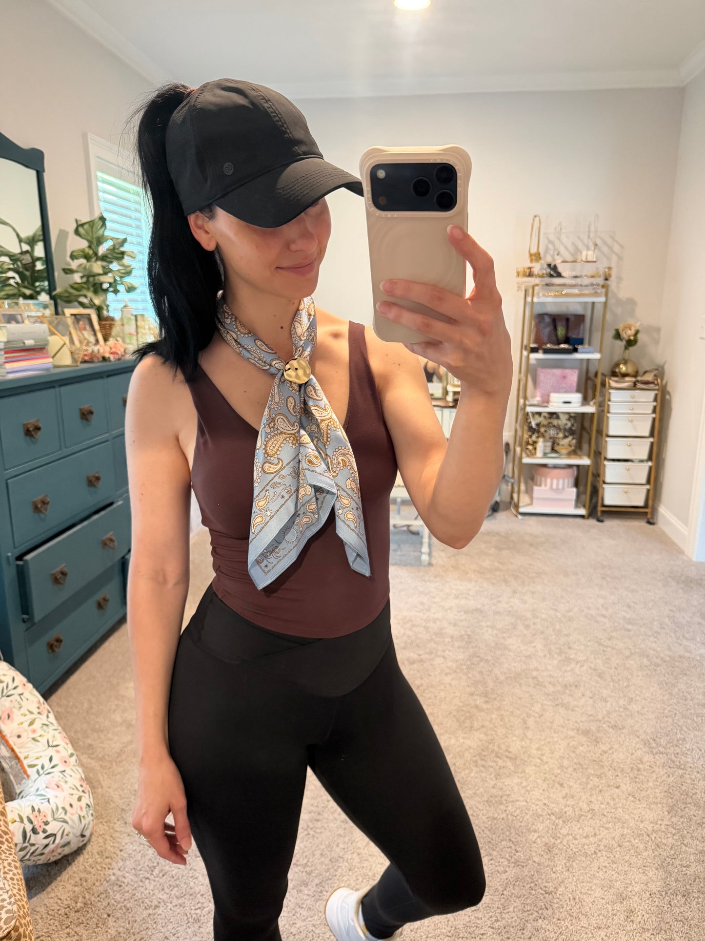 Annie Adjustable Scarf Necklace, Blue/Ivory