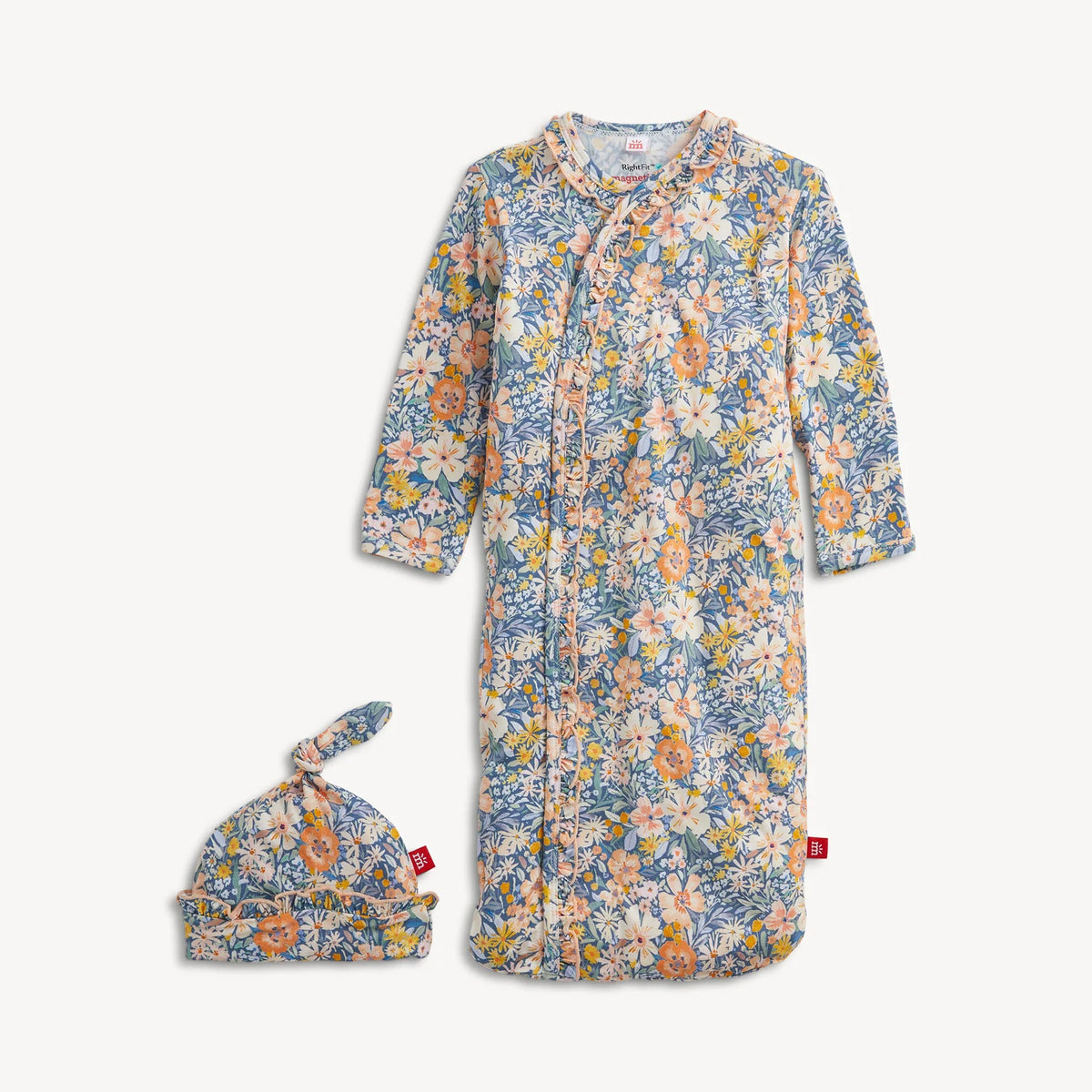 MagneticMe Organic Cotton Gown + Hat Set, Flora