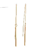Long Gold Bar Threaded Earrings
