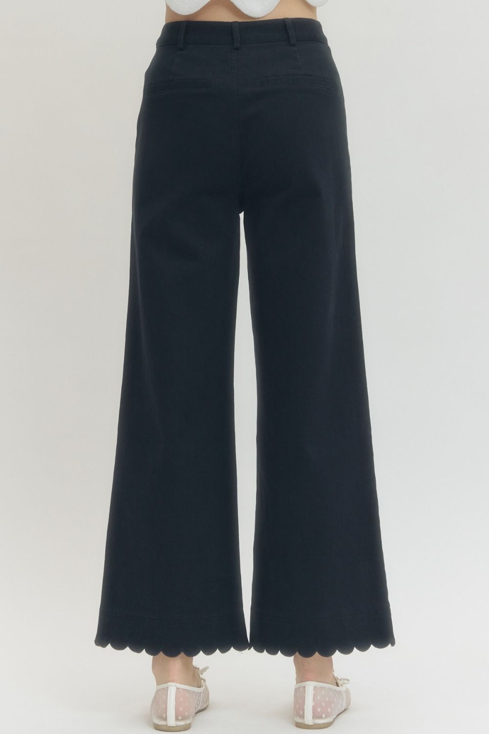 Monroe Scalloped Edge Pants, Navy