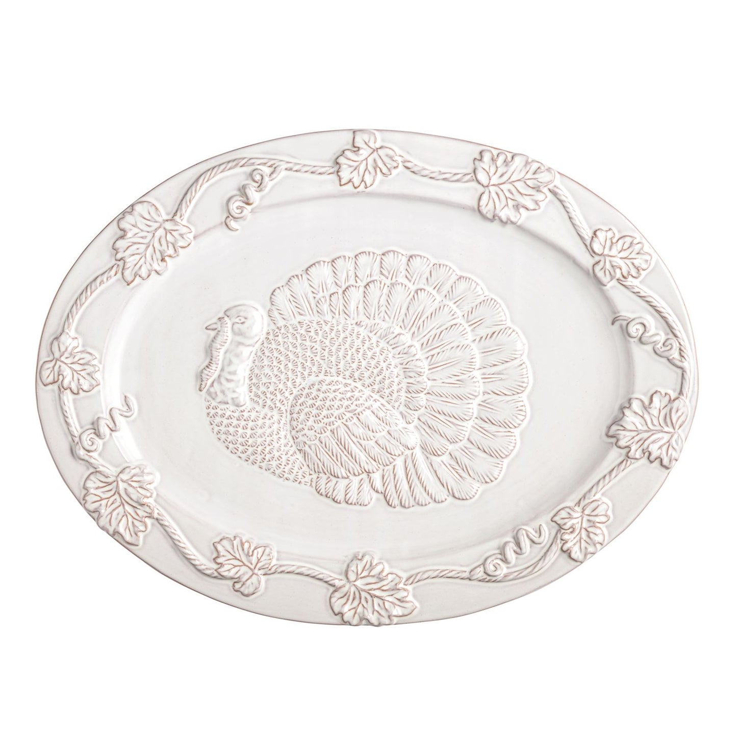 White Embossed Turkey Platter