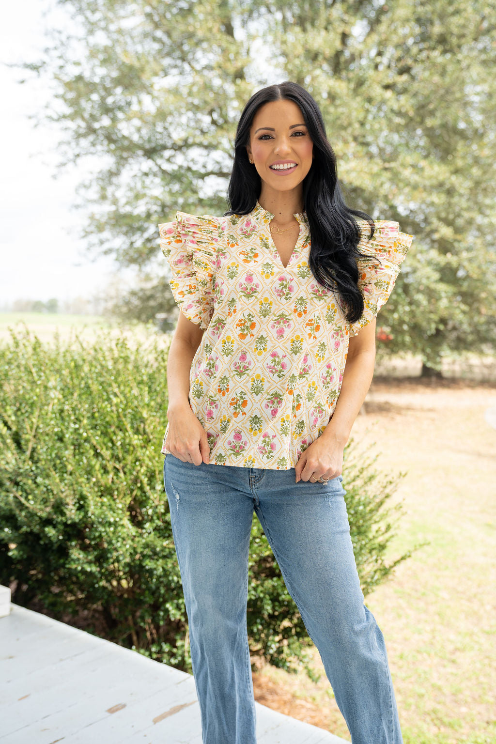 Marigold Floral Top