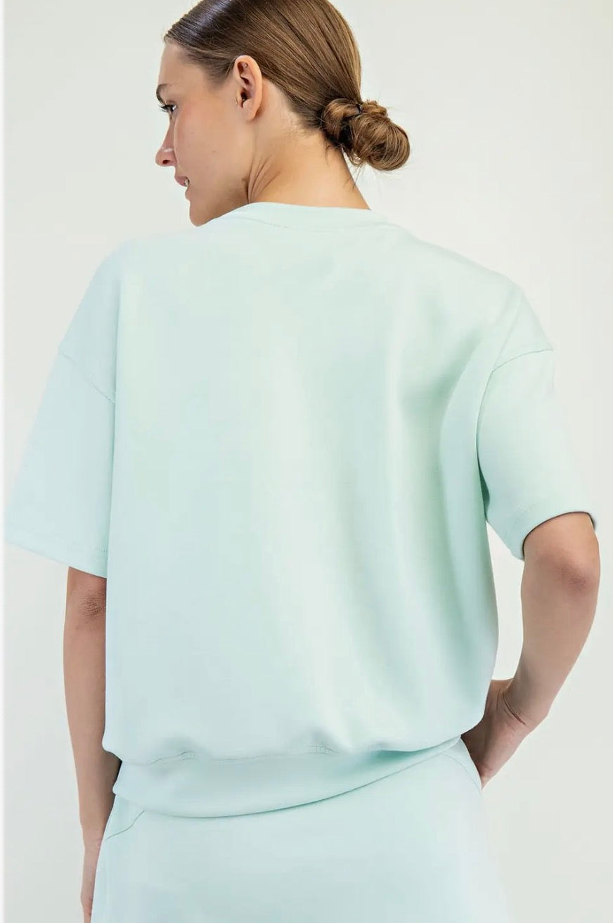 Lena Modal Scuba Top, Soft Mint