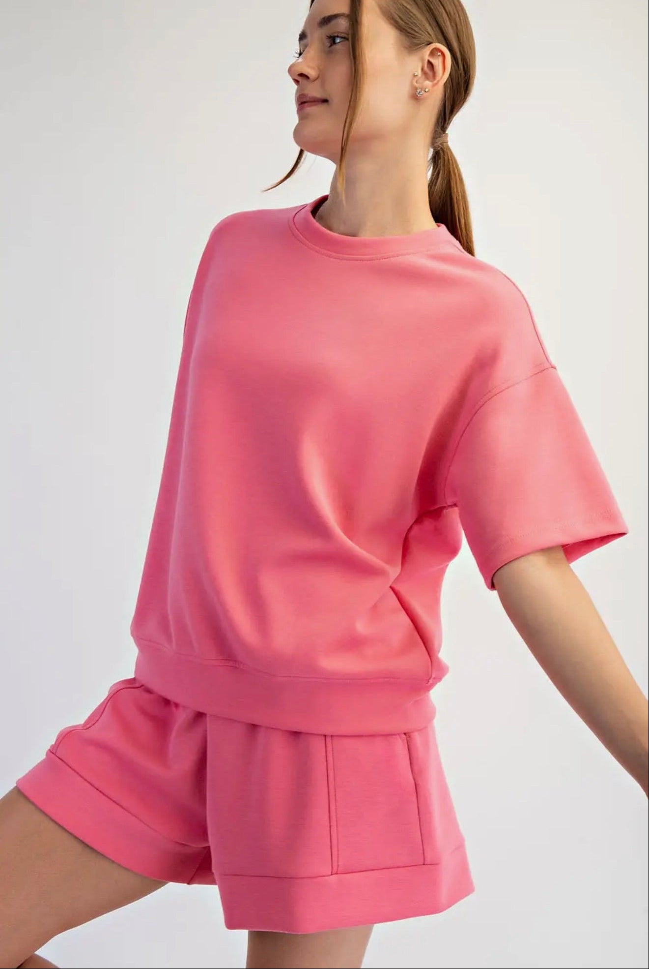 Lena Modal Scuba Top, Brink Pink