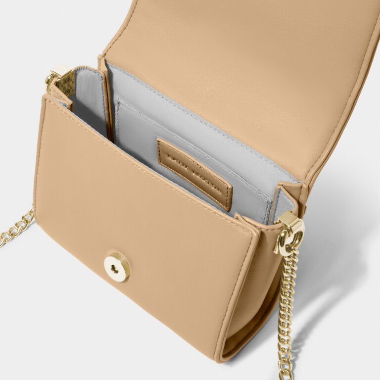 Kendra Quilted Mini Crossbody, Soft Tan
