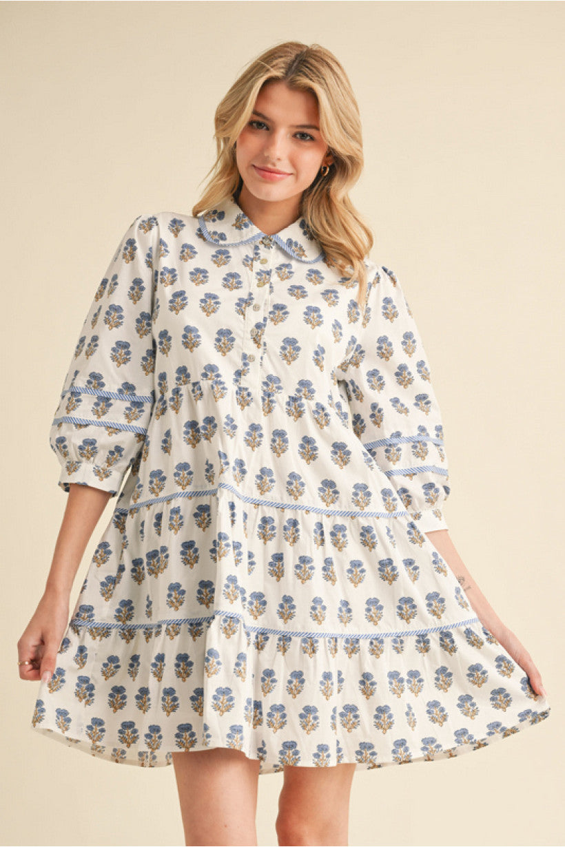 Hidden Gem Paisley Print Babydoll Dress