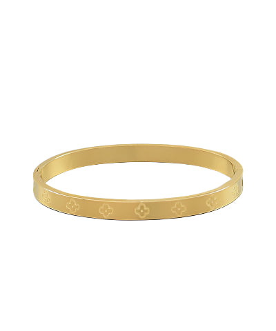 Embossed Clover Bangle Bracelet