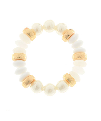 Ronnie Pearl Bracelet, White/Gold