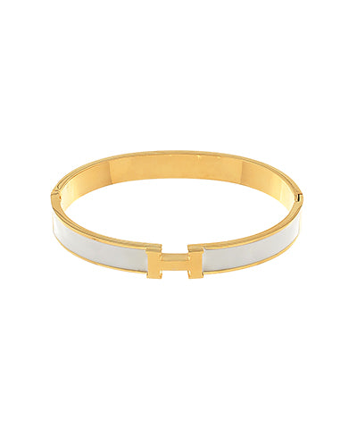 H Bangle Bracelet, White/Gold