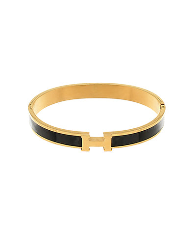 H Bangle Bracelet, Black/Gold