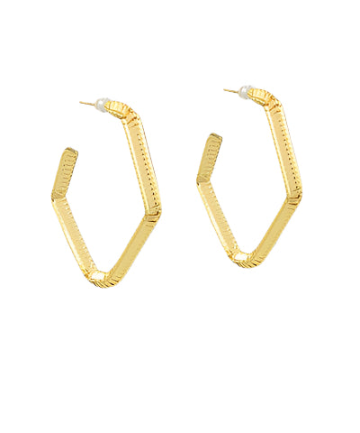 Pentagon Gold Earrings