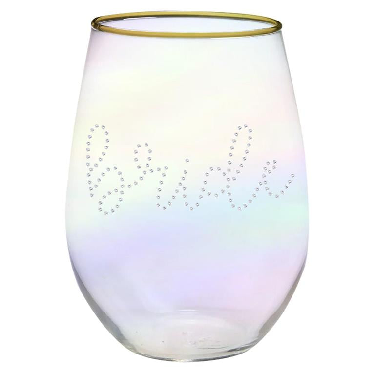 Stemless Wine Glass, Rhinestone Bride