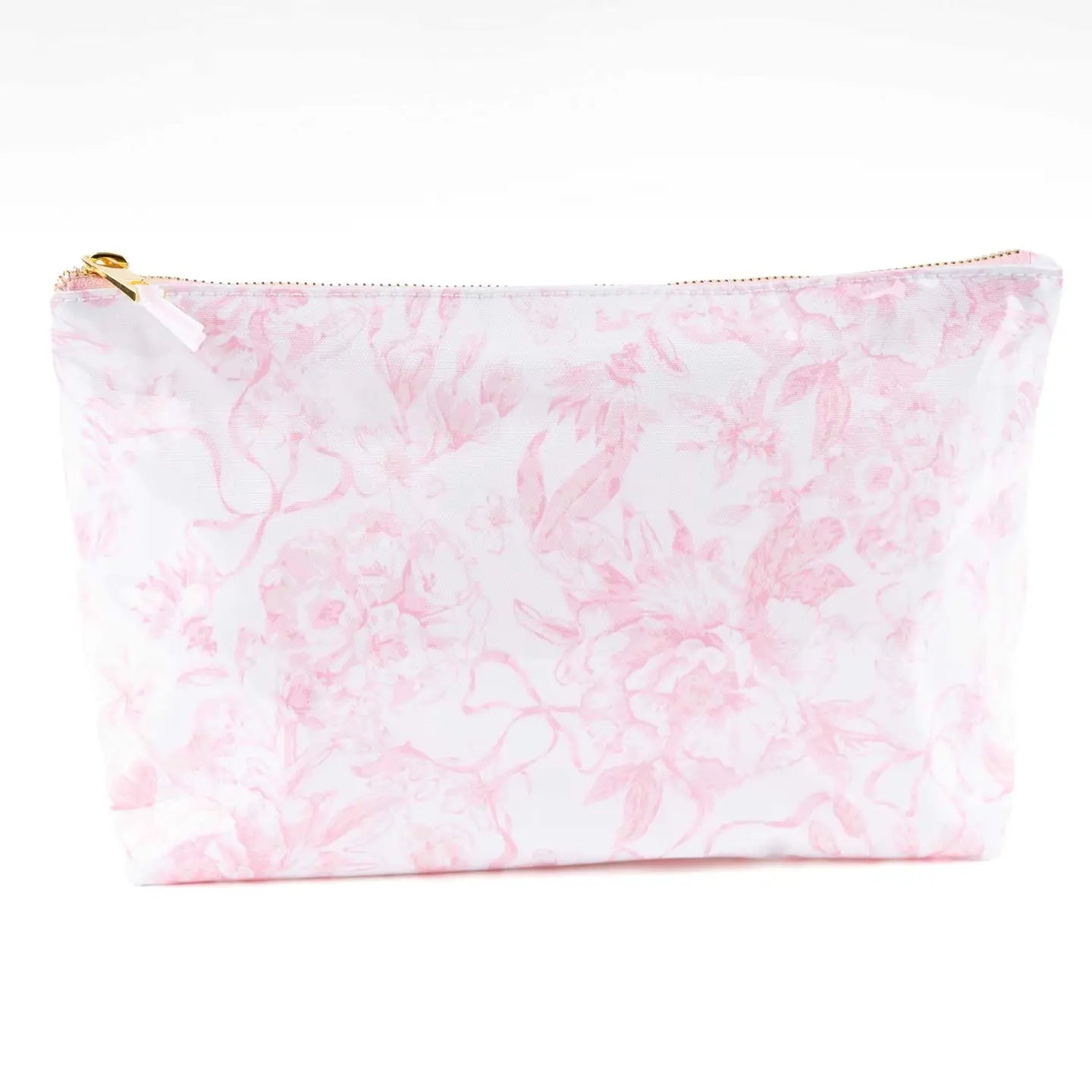 Pink Bow Toile Cosmetic Bag