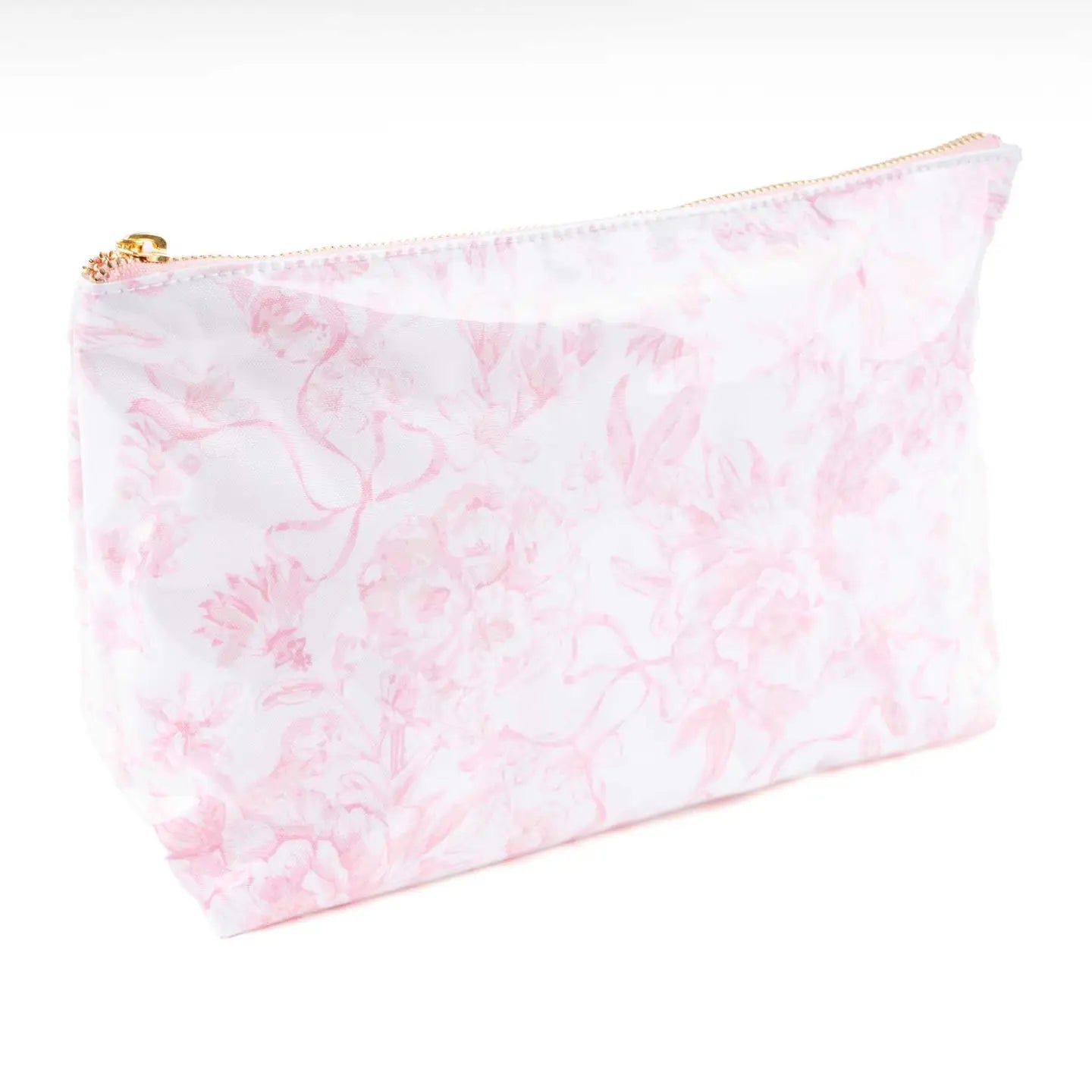 Pink Bow Toile Cosmetic Bag