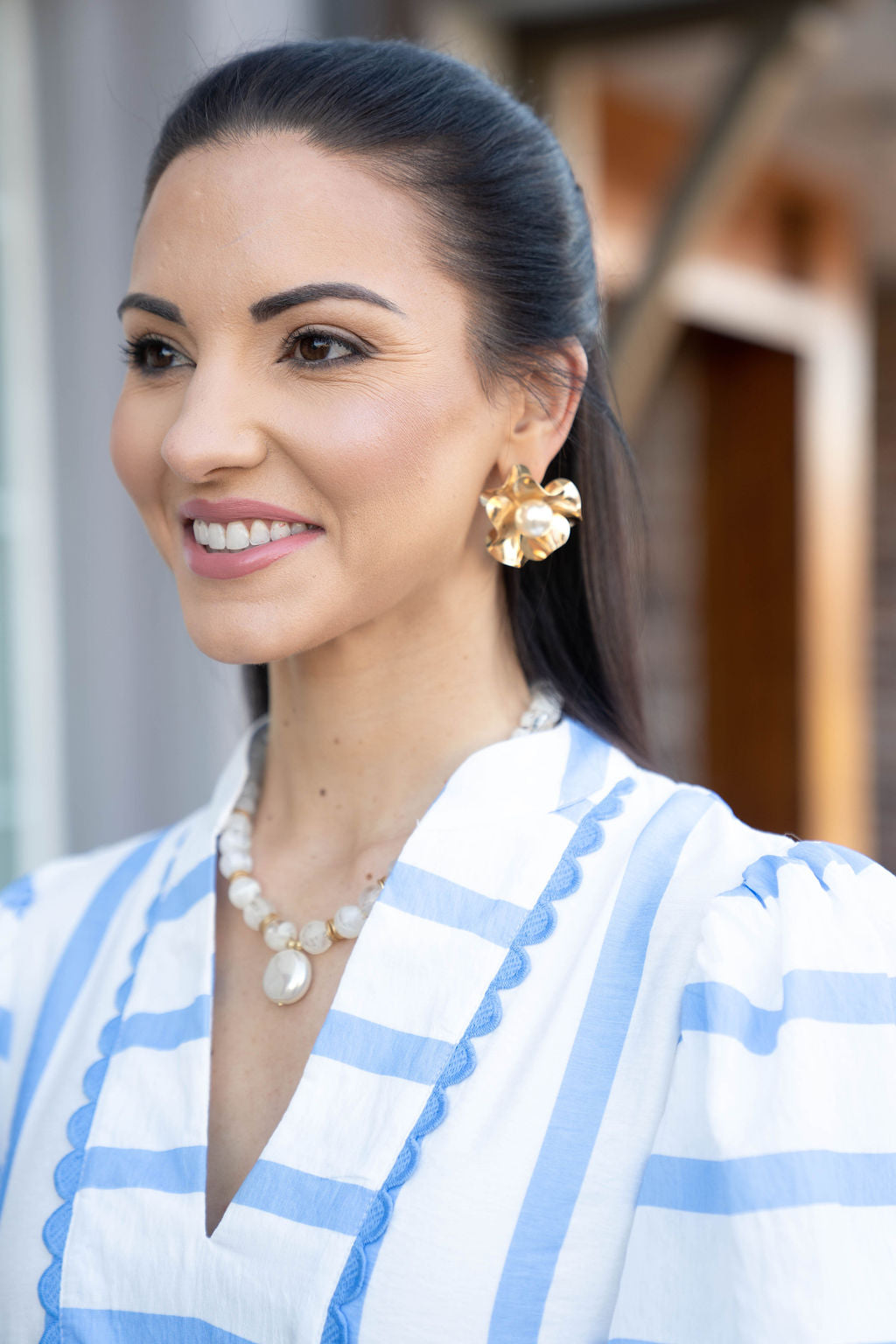 Flower Pearl Statement Earrings