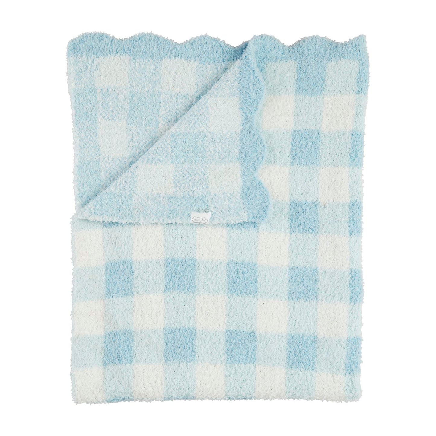 Blue Gingham Chenille Baby Blanket