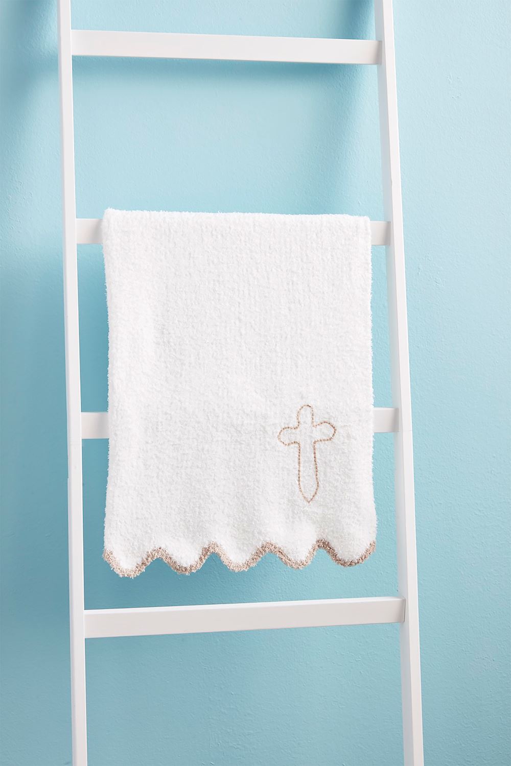 Scallop Cross Chenille Baby Blanket
