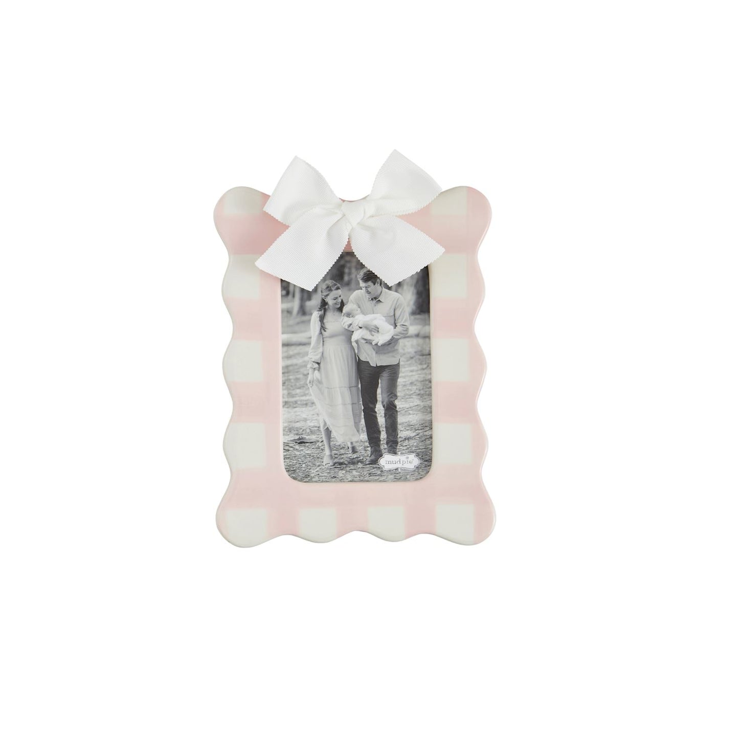 Pink Gingham Bow Frame, Vertical