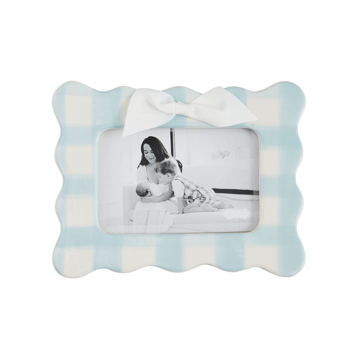 Blue Gingham Bow Frame, Horizontal