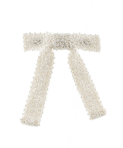 Pearl Bead Bow Barrette
