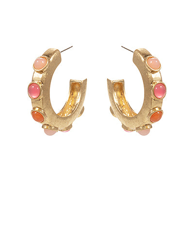Stone Station Vintage Hoops, Pink