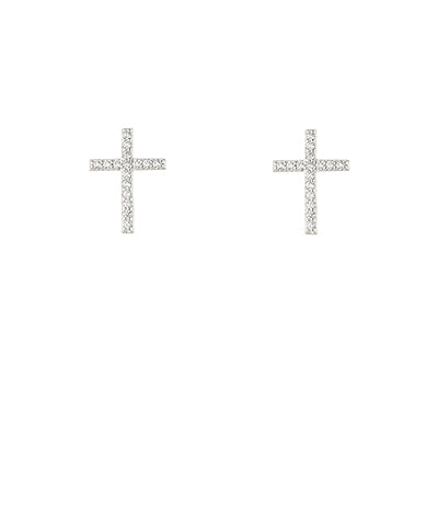 Pave Crystal Cross Earrings, Silver