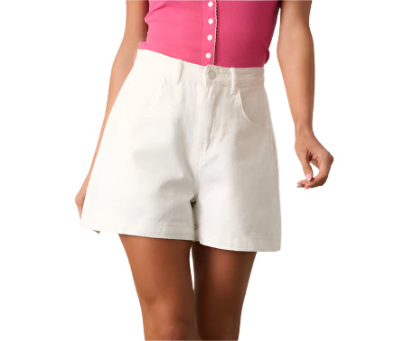High Waisted Denim Shorts, White