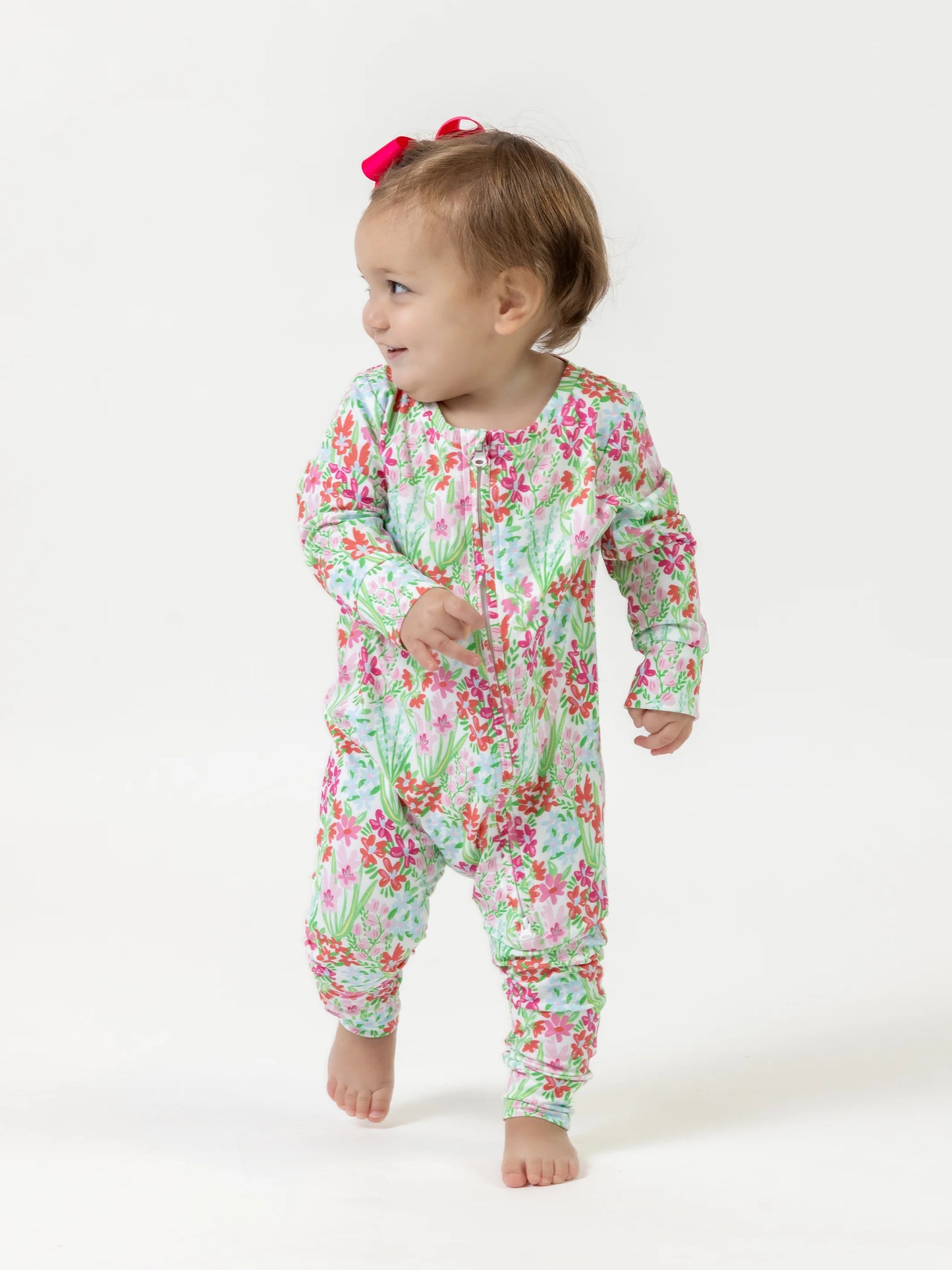 Happy Blooms Baby Zipper Footie