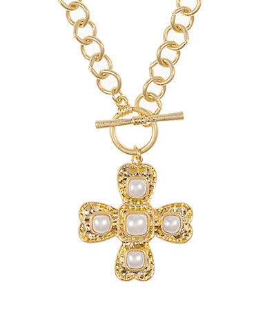Vintage Cross Pearl Necklace