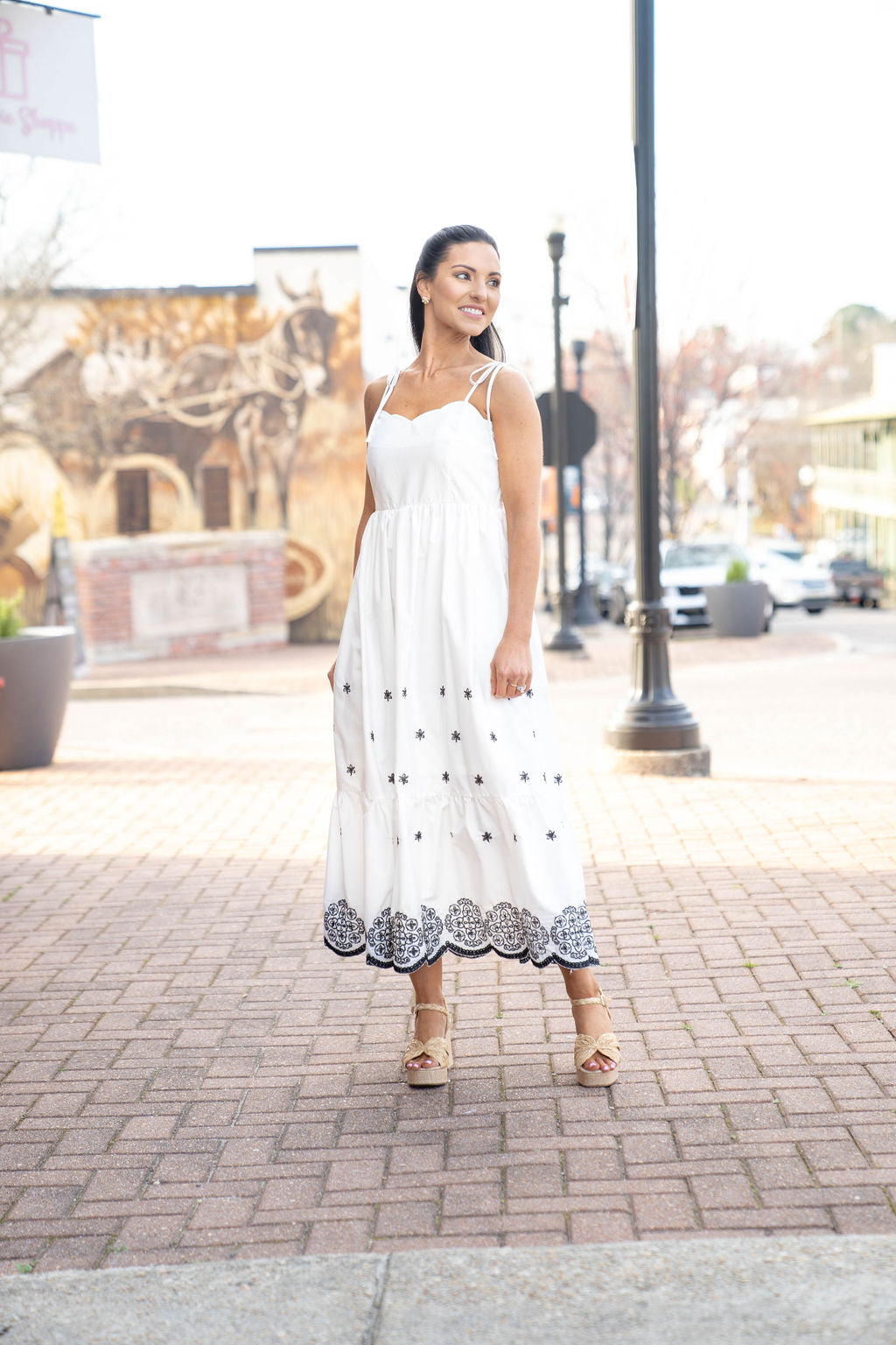 The Rosemary Breeze Dress, Black/White