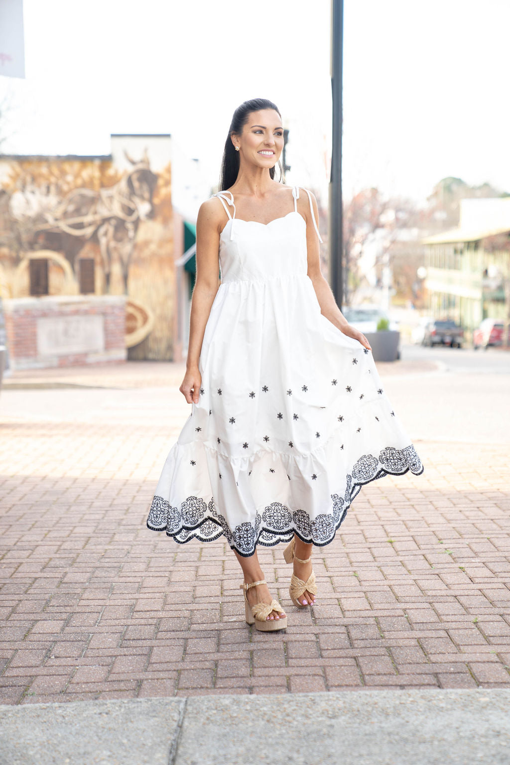 The Rosemary Breeze Dress, Black/White