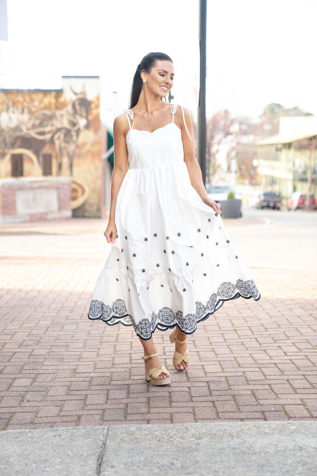 The Rosemary Breeze Dress, Black/White
