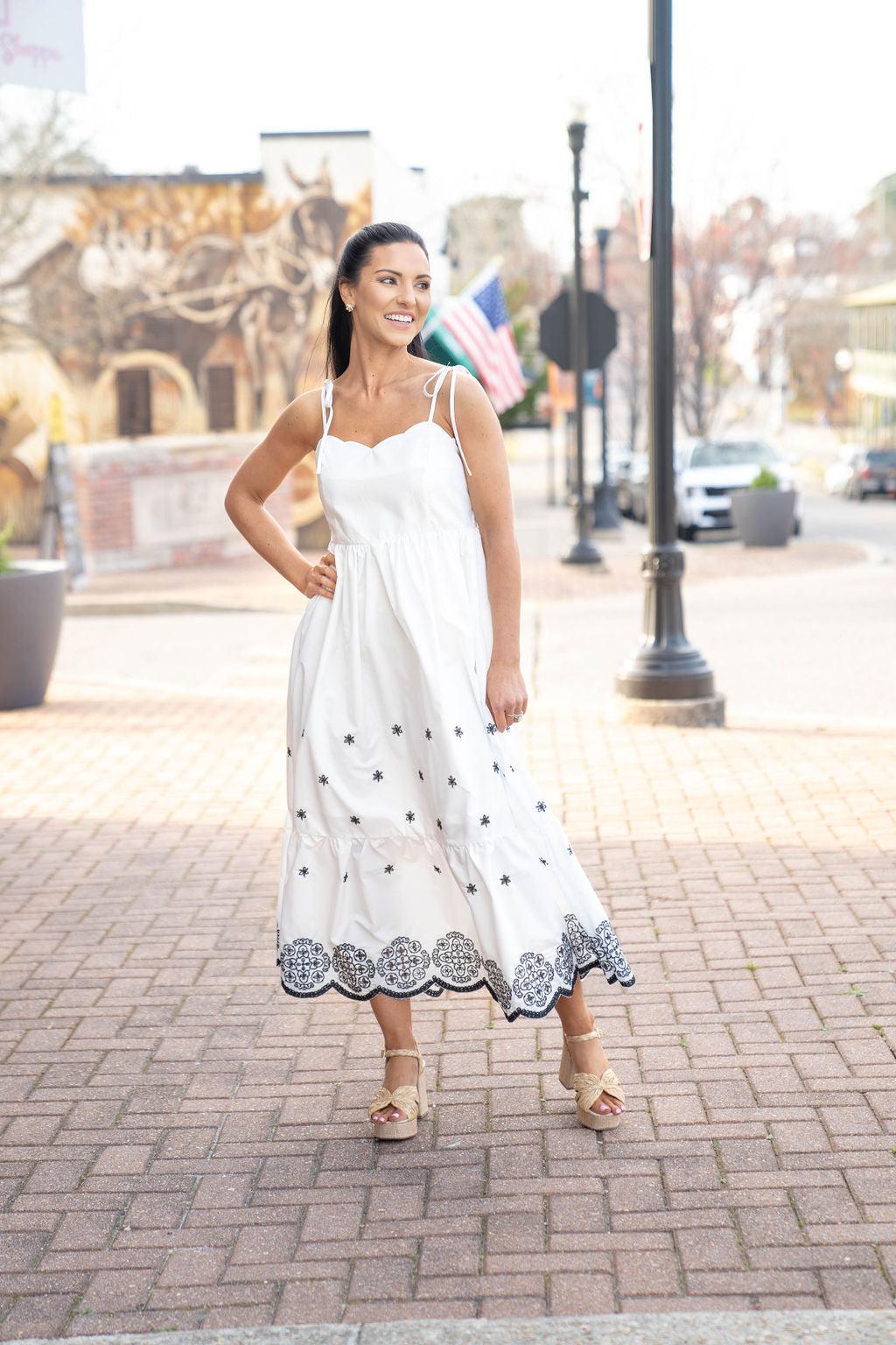 The Rosemary Breeze Dress, Black/White