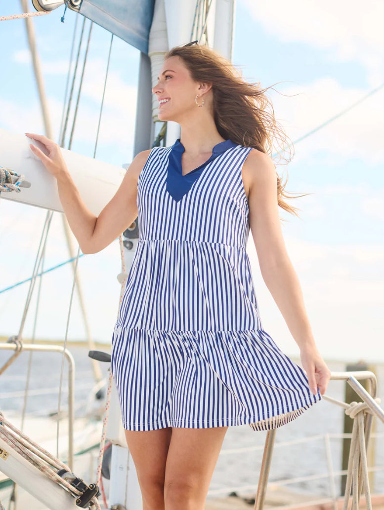 Mary Square Newport Dress, Lined Up Navy