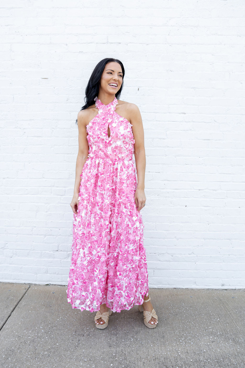 Rosewater Petal Halter Dress