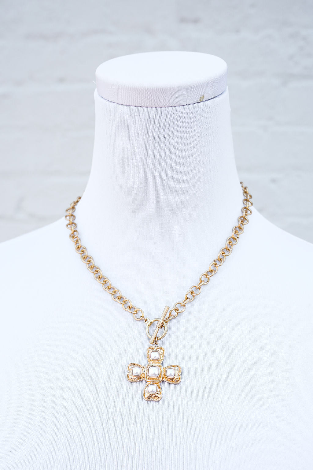 Vintage Cross Pearl Necklace