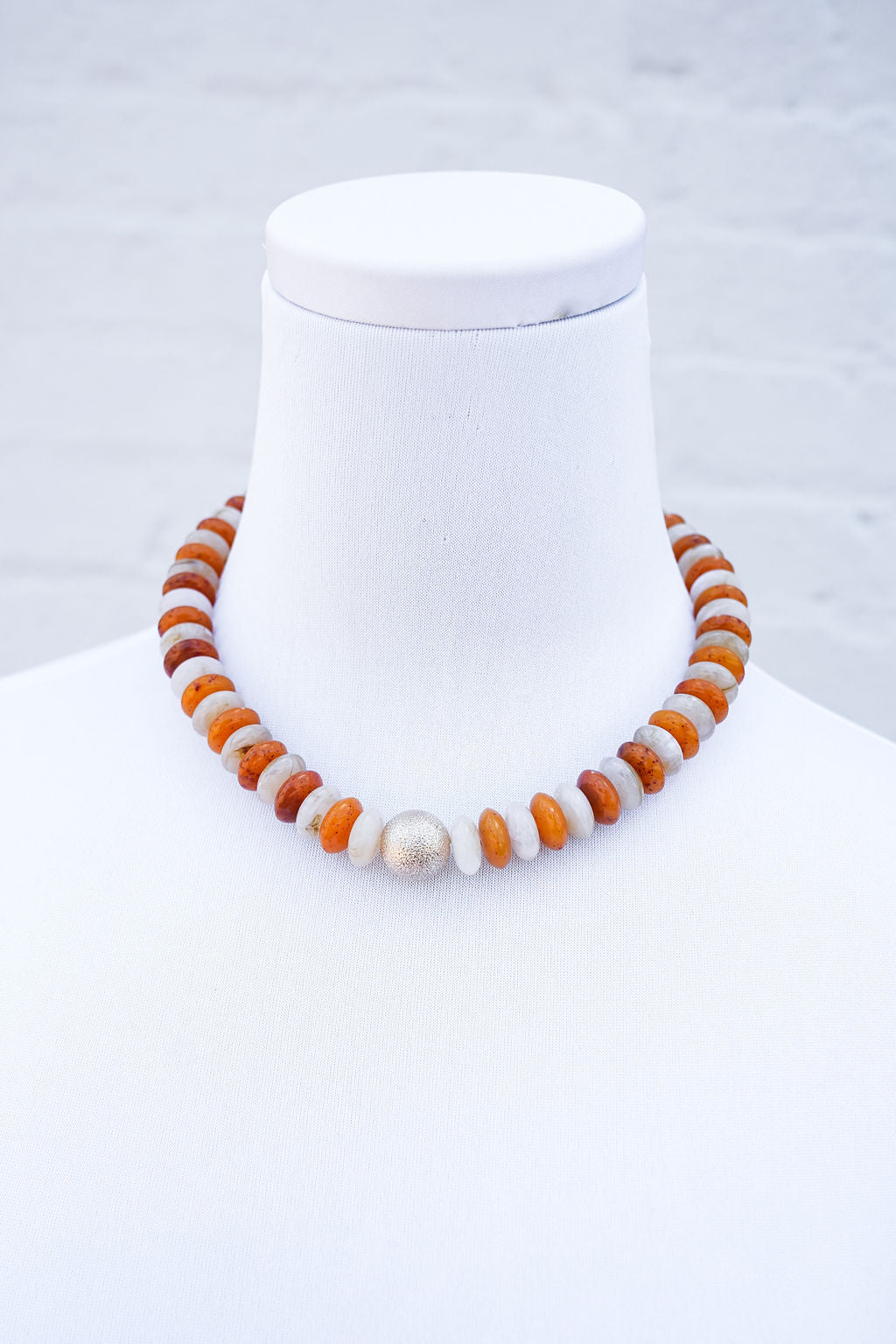 Sierra Necklace, Orange/Ivory