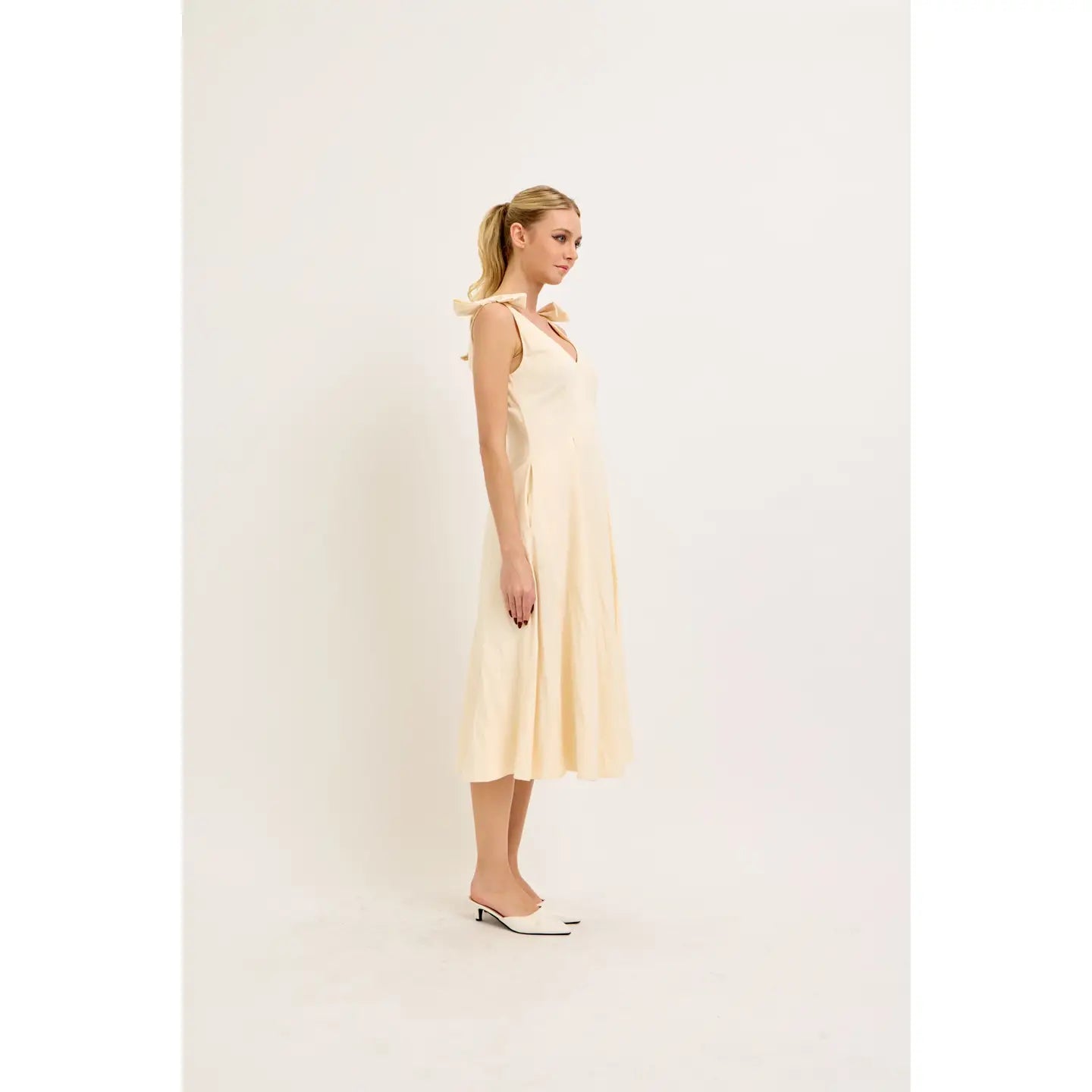 Lemon Blossom Bow Midi Dress