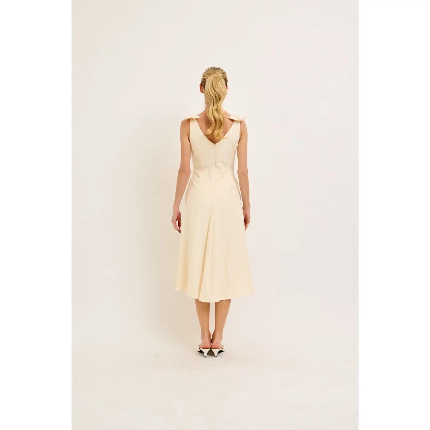 Lemon Blossom Bow Midi Dress