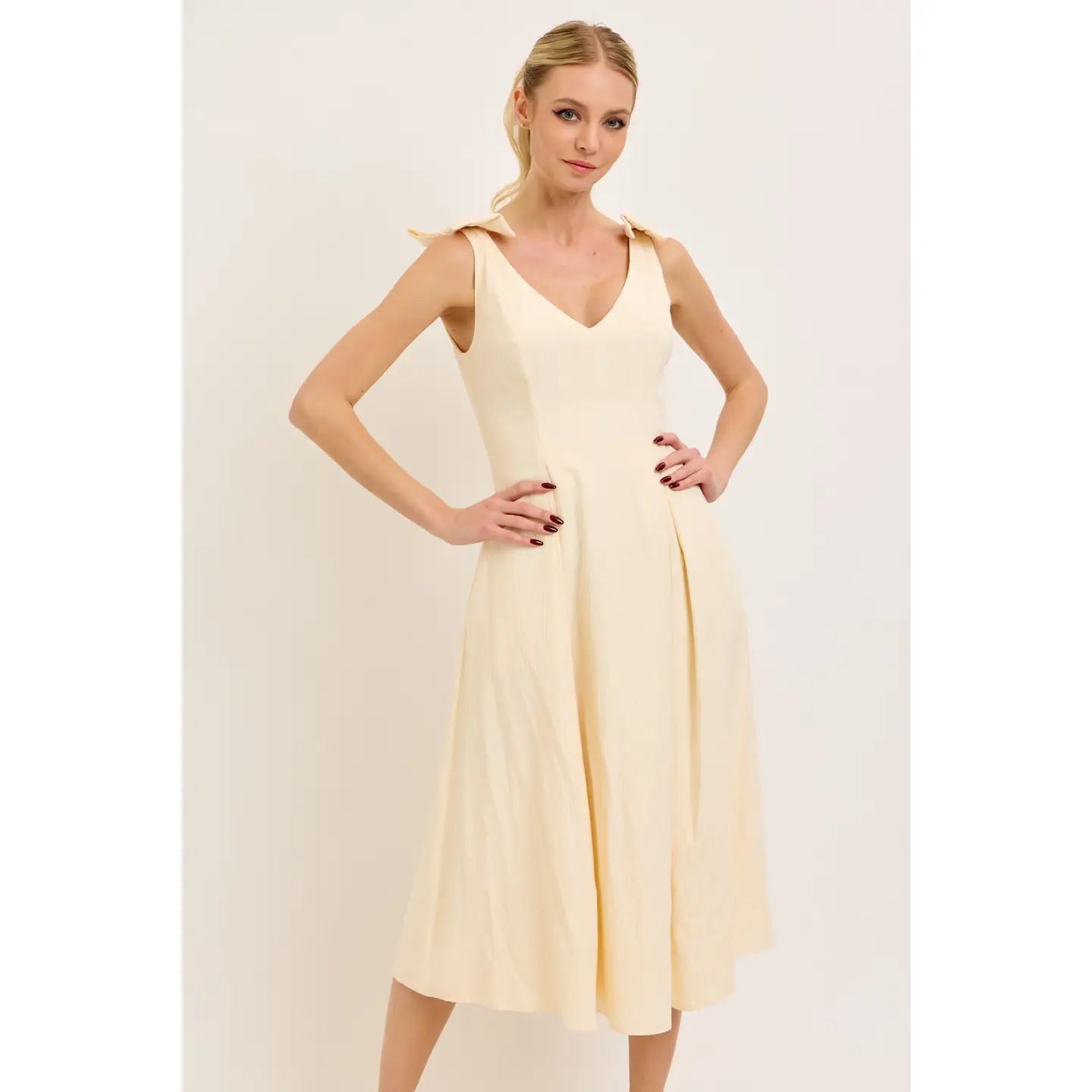 Lemon Blossom Bow Midi Dress