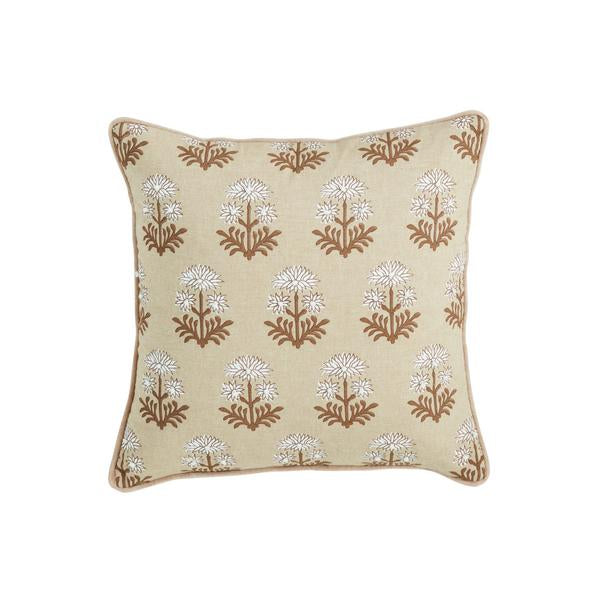 Block Print Flower Bulb Pillow