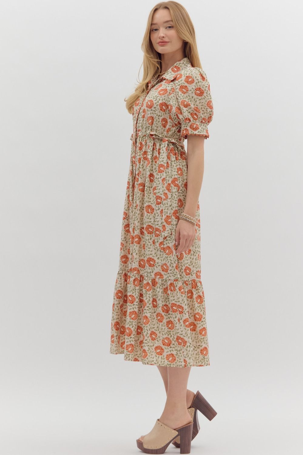 Poppy Midi Dress, Rust
