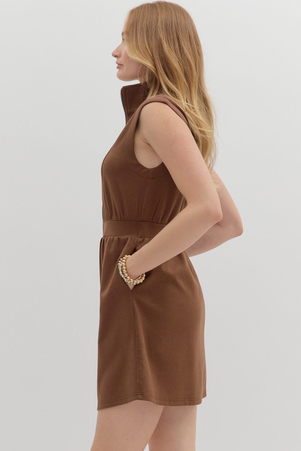 Let’s Grab Coffee Zip Dress, Espresso
