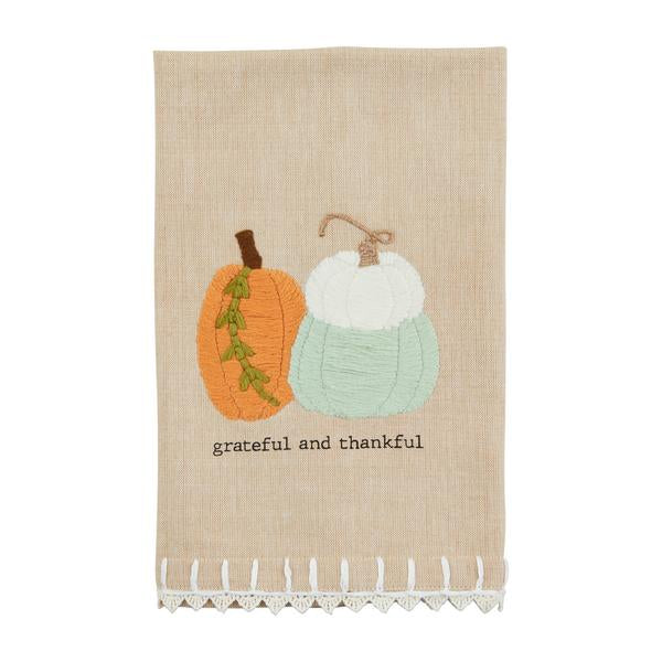 Pumpkin Embroidered Tea Towel