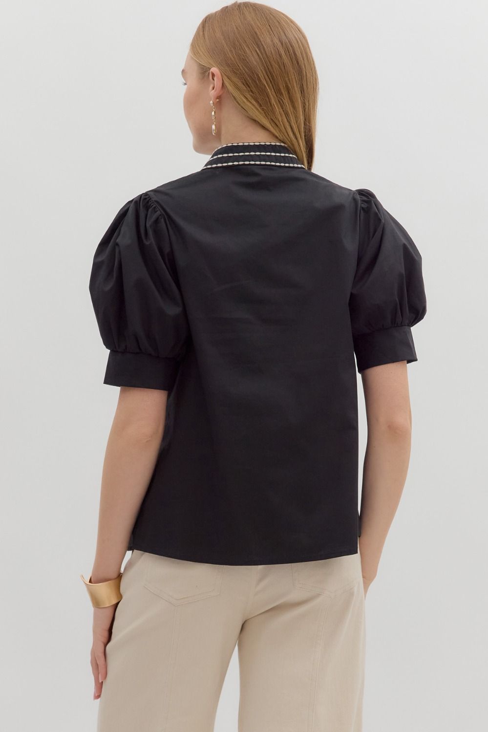 Tessa Embroidered Top, Black